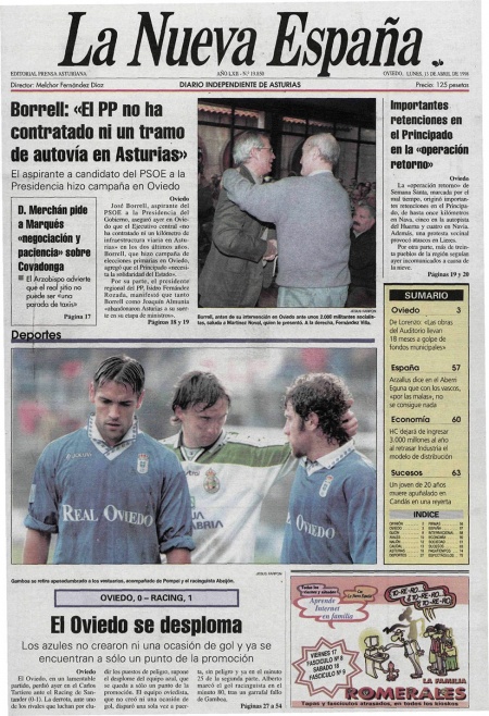 Portada Lunes 13 de  de 1998