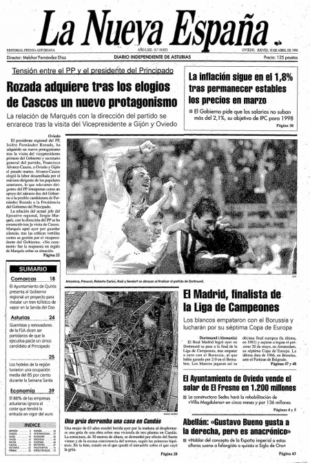 Portada Jueves 16 de  de 1998