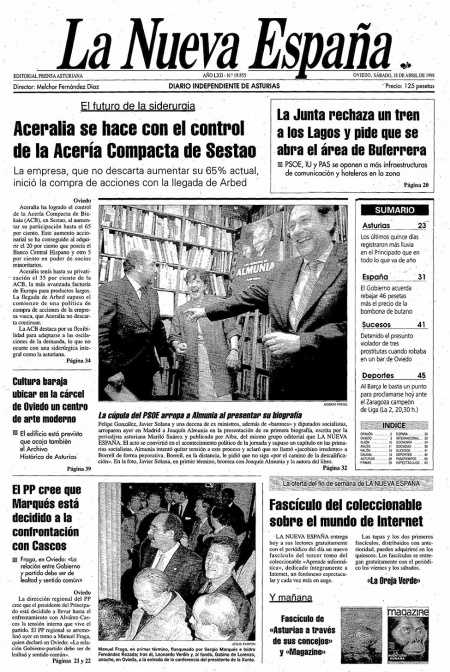 Portada Sábado 18 de  de 1998