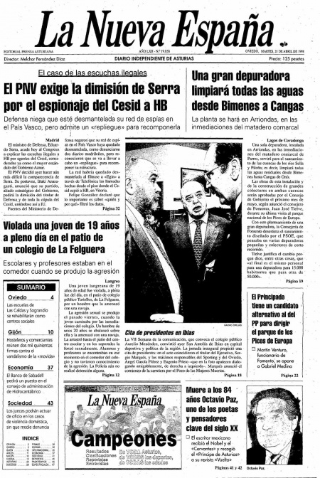 Portada Martes 21 de  de 1998