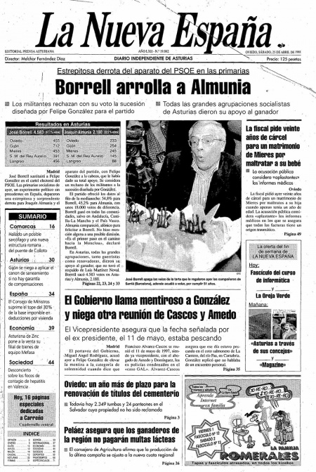 Portada Sábado 25 de  de 1998