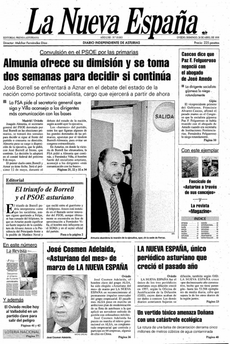 Portada Domingo 26 de  de 1998