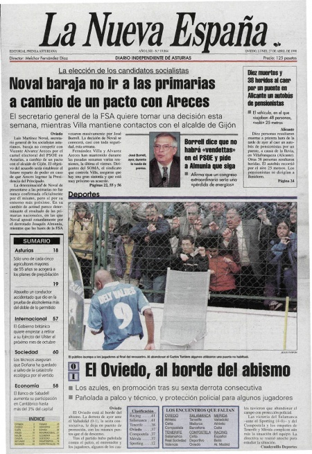 Portada Lunes 27 de  de 1998