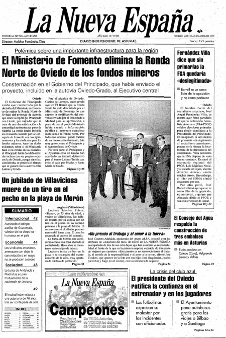 Portada Martes 28 de  de 1998