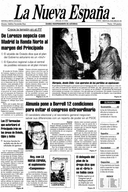 Portada Miércoles 29 de  de 1998