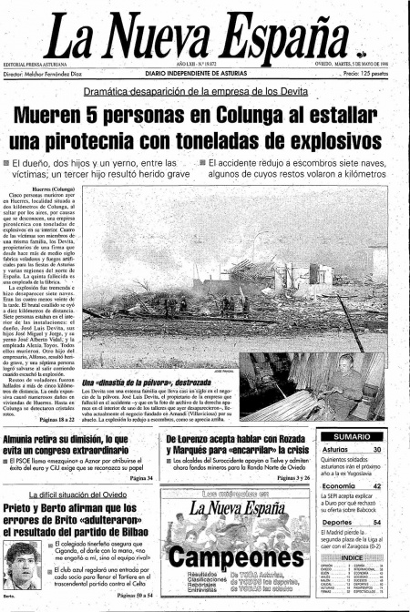 Portada Martes 5 de  de 1998