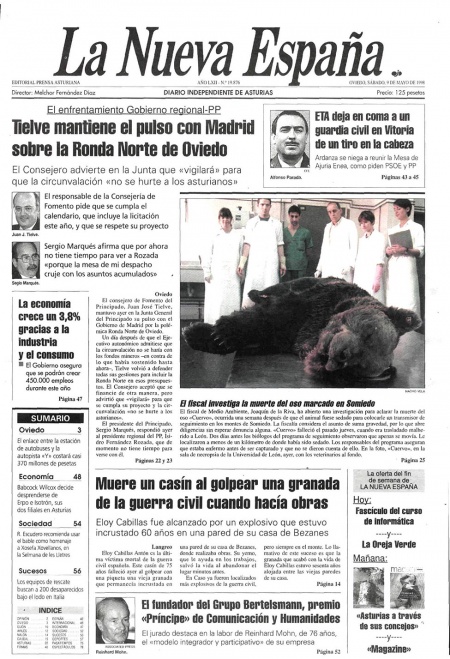 Portada Sábado 9 de  de 1998