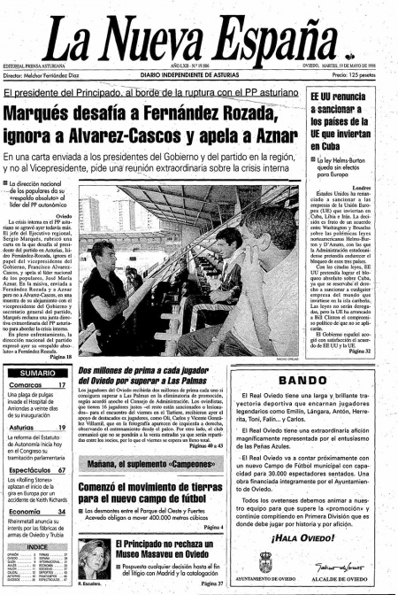 Portada Martes 19 de  de 1998