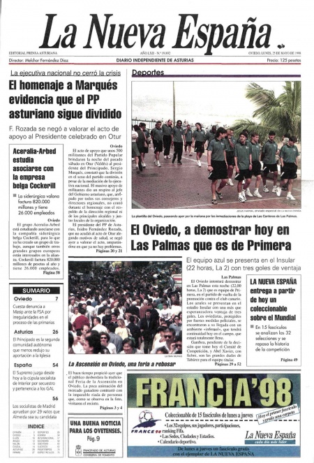 Portada Lunes 25 de  de 1998