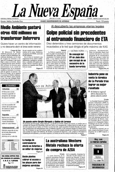 Portada Viernes 29 de  de 1998
