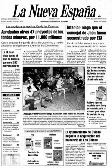 Portada Sábado 30 de  de 1998