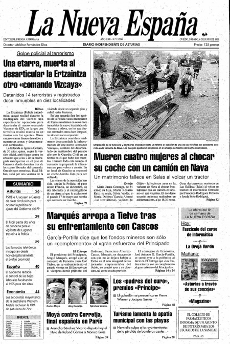 Portada Sábado 6 de  de 1998