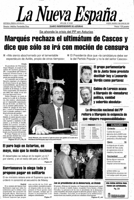 Portada Martes 9 de  de 1998