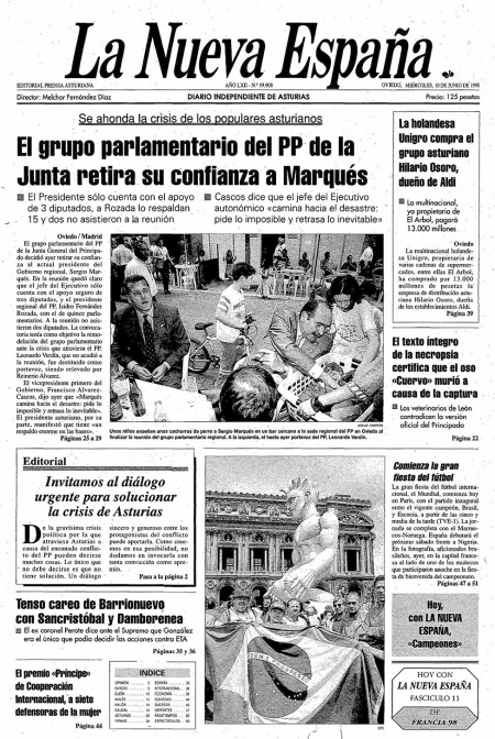 Portada Miércoles 10 de  de 1998