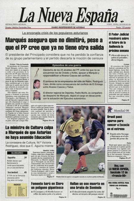 Portada Jueves 11 de  de 1998