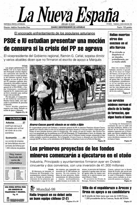 Portada Viernes 12 de  de 1998