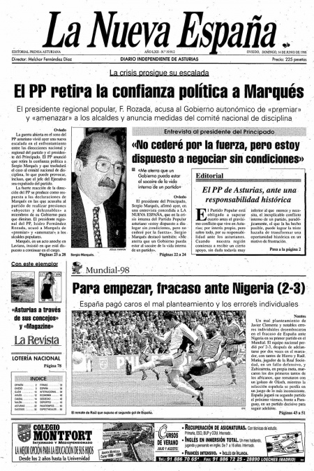 Portada Domingo 14 de  de 1998