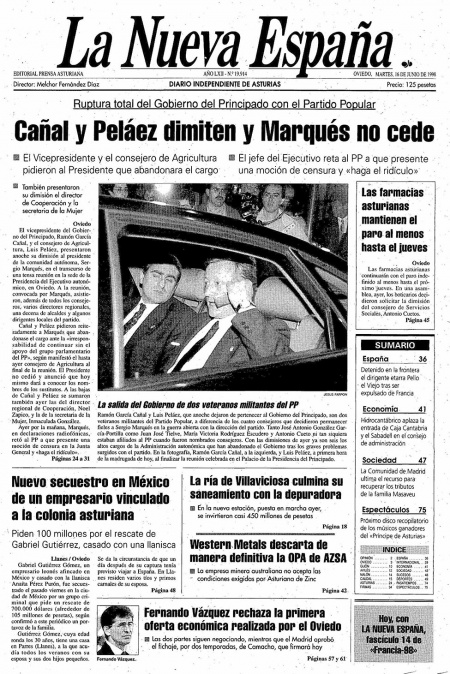 Portada Martes 16 de  de 1998