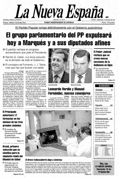 Portada Miércoles 17 de  de 1998