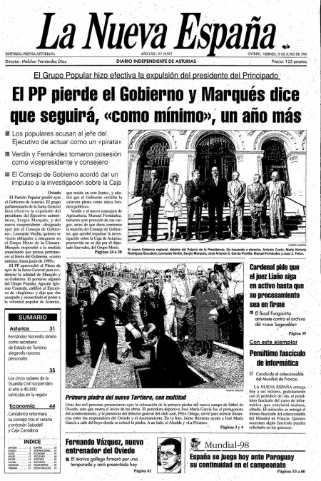 Portada Viernes 19 de  de 1998