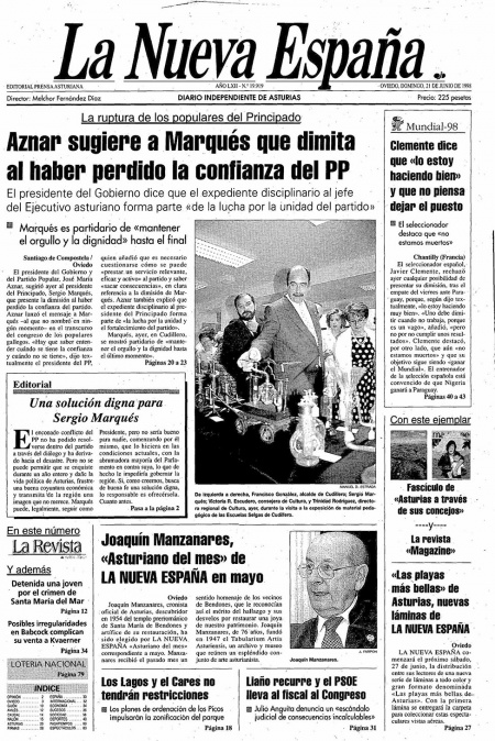 Portada Domingo 21 de  de 1998