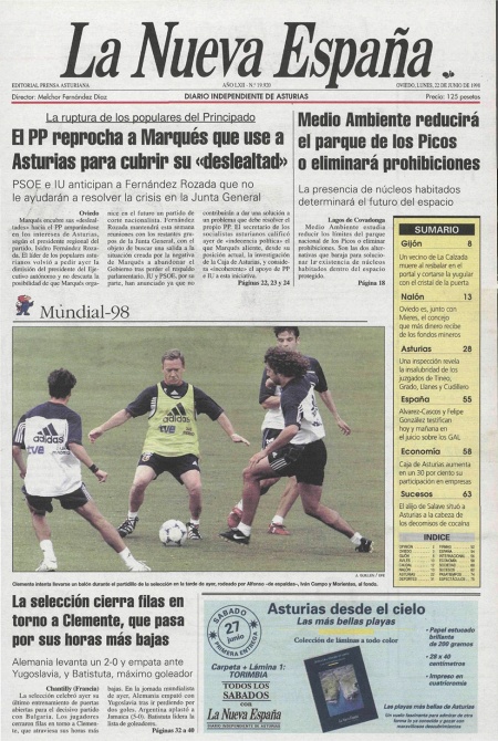 Portada Lunes 22 de  de 1998