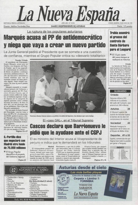 Portada Martes 23 de  de 1998