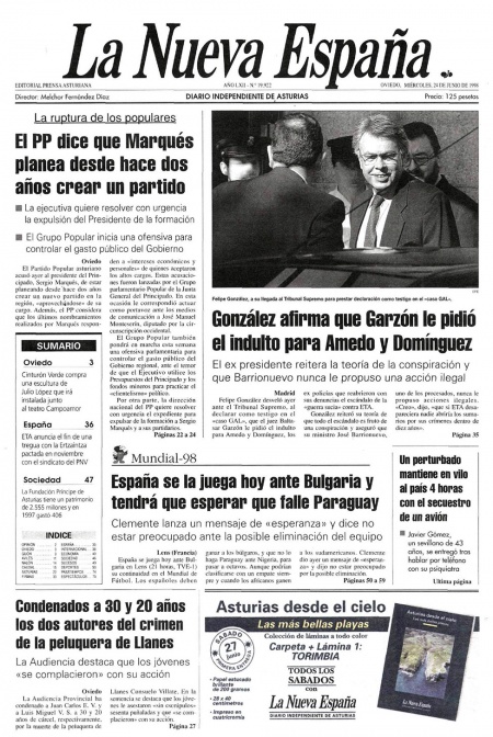 Portada Miércoles 24 de  de 1998