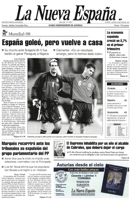 Portada Jueves 25 de  de 1998