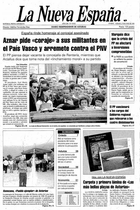 Portada Sábado 27 de  de 1998
