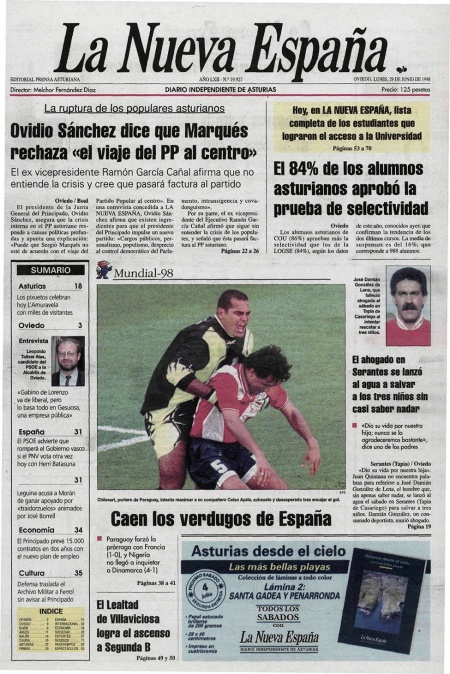 Portada Lunes 29 de  de 1998