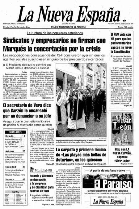 Portada Martes 30 de  de 1998