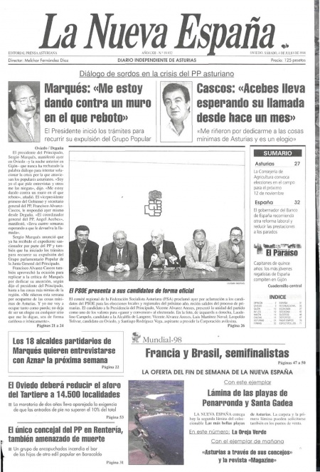 Portada Sábado 4 de  de 1998
