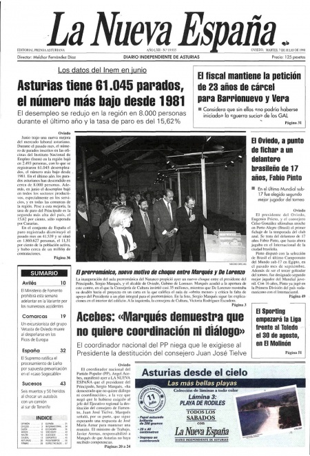 Portada Martes 7 de  de 1998