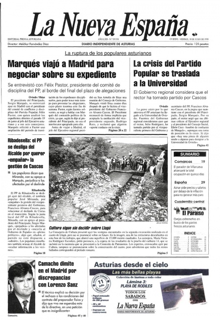 Portada Viernes 10 de  de 1998