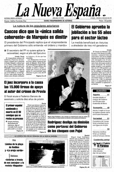 Portada Sábado 11 de  de 1998