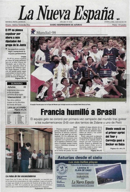 Portada Lunes 13 de  de 1998