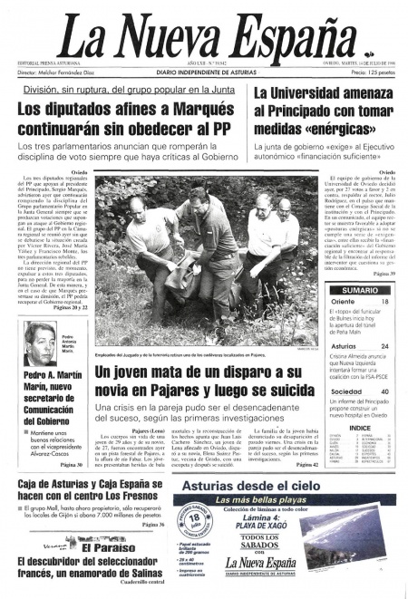 Portada Martes 14 de  de 1998