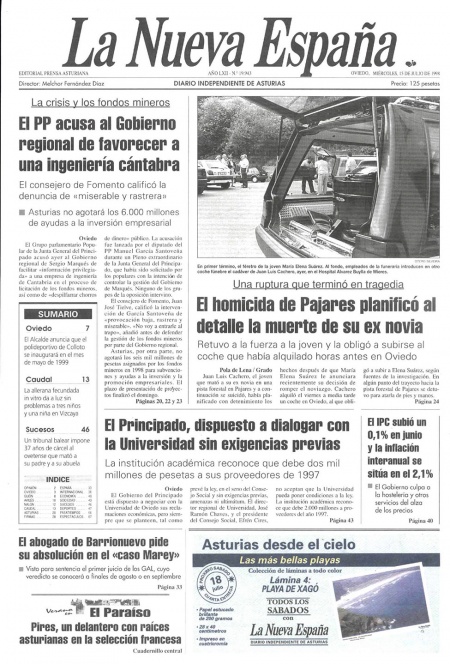 Portada Miércoles 15 de  de 1998