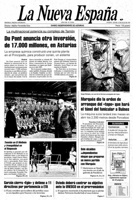Portada Jueves 16 de  de 1998
