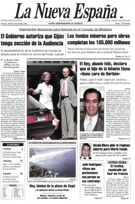Portada Sábado 18 de  de 1998