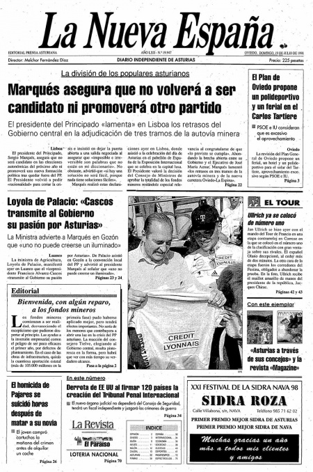 Portada Domingo 19 de  de 1998
