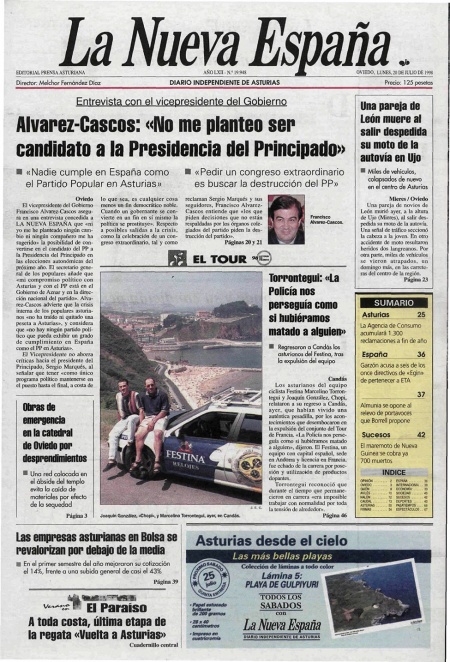 Portada Lunes 20 de  de 1998