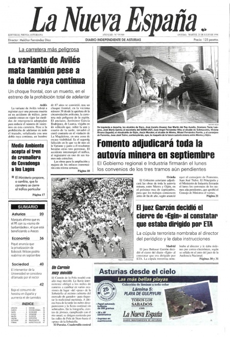 Portada Martes 21 de  de 1998