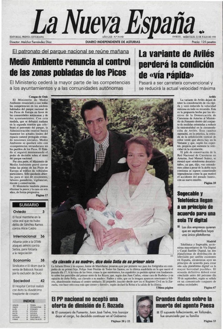 Portada Miércoles 22 de  de 1998