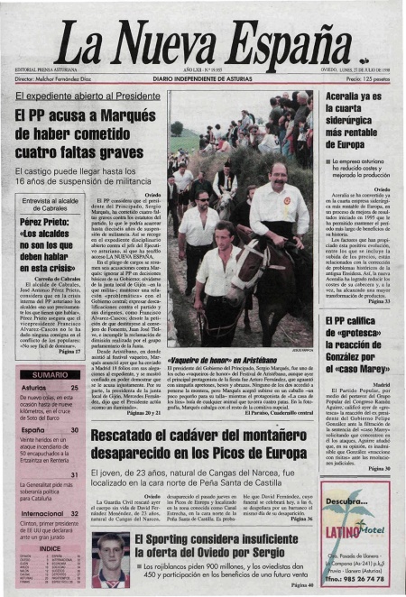 Portada Lunes 27 de  de 1998