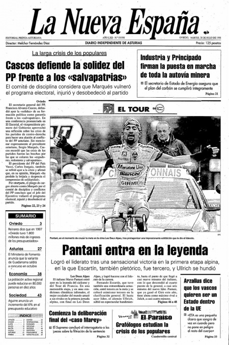 Portada Martes 28 de  de 1998