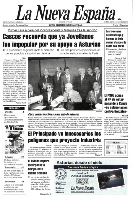 Portada Jueves 6 de  de 1998