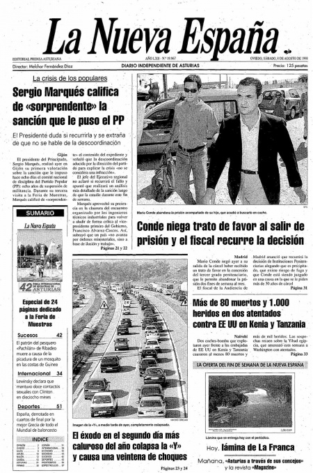 Portada Sábado 8 de  de 1998