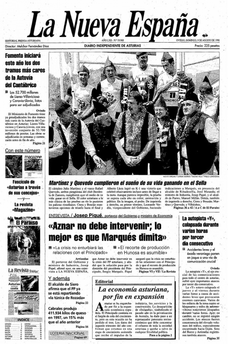 Portada Domingo 9 de  de 1998